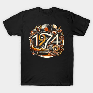 Retro 1974 Vintage Year Celebration Design T-Shirt